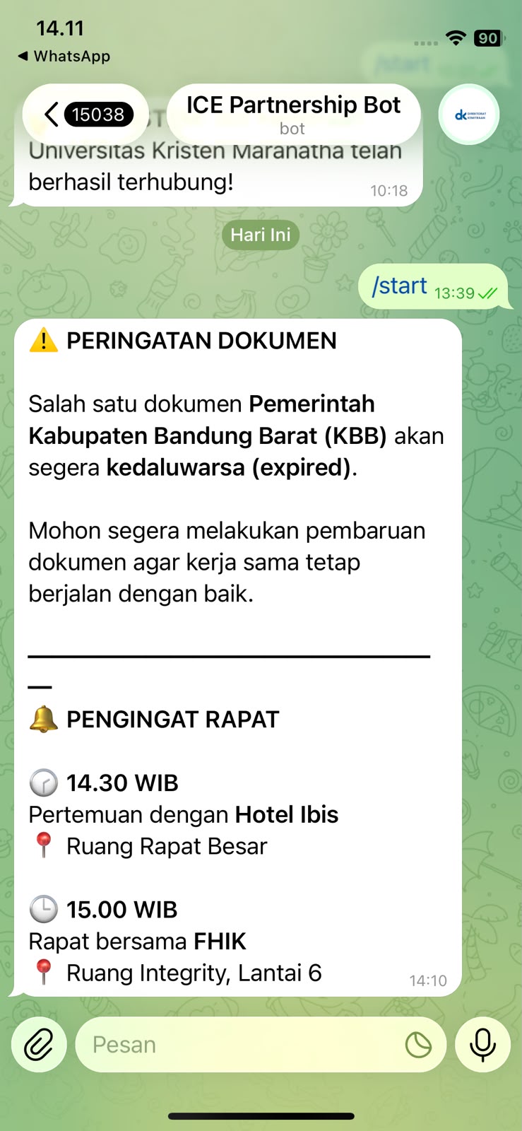 Telegram API Cron Job System